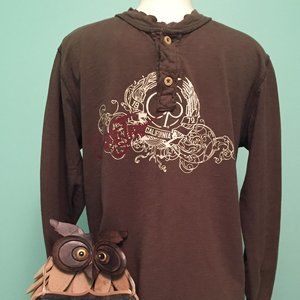 Vintage Ocean Pacific (OP) Long Sleeve Henley Shirt – Surf Heritage – Size M/L